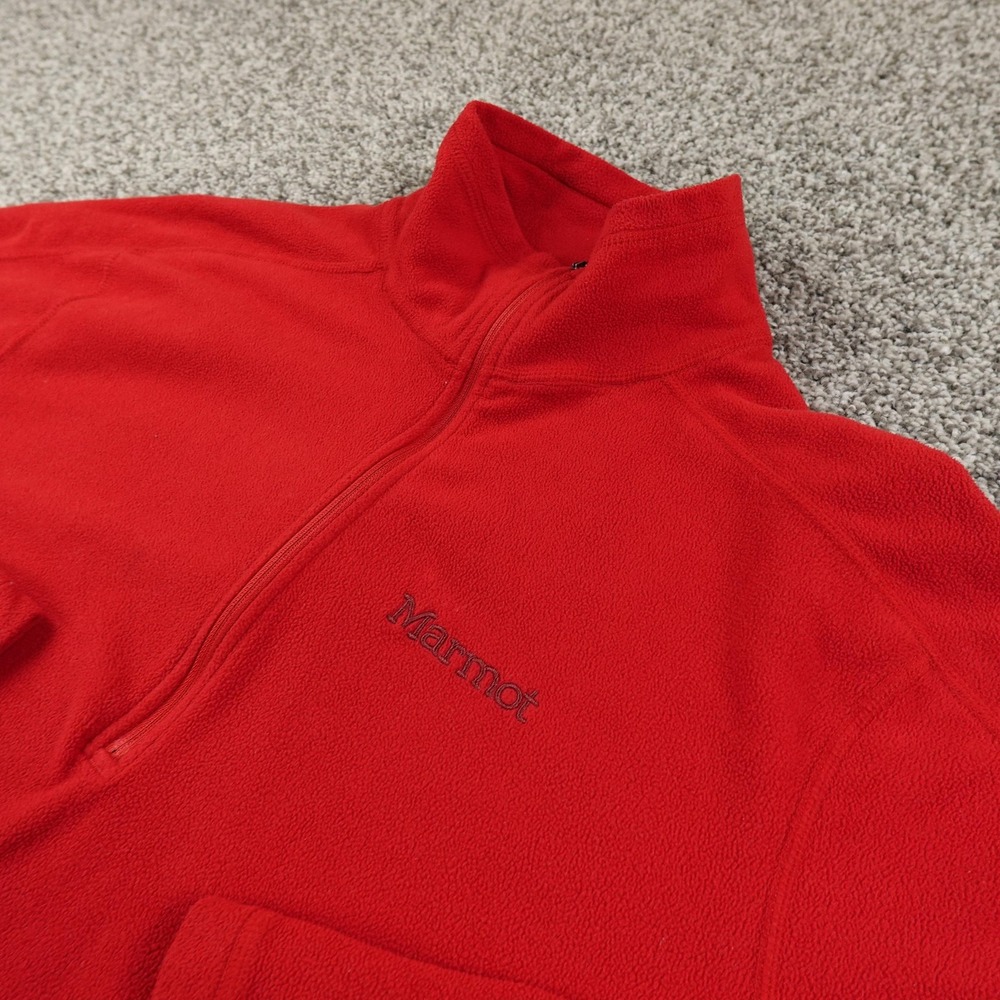 Marmot Pullover Mens M Red Fleece 1/4 Zip Mock Neck Sweater Outdoor Hiking Trail